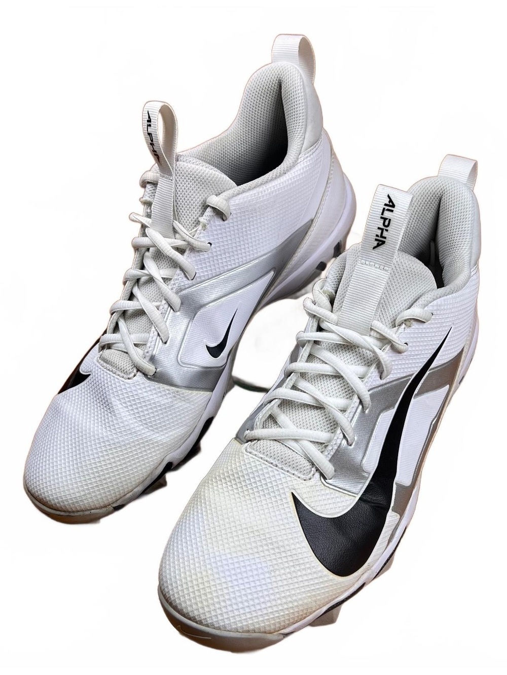 Nike Alpha Baseball Cleats White Black Men’s Size 9 VG Condition
